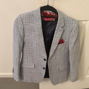 Classic Gray Blazer with Red Accent
